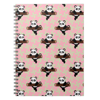 Cute Panda Pattern on Pink – Kawaii Seamless Notizblock
