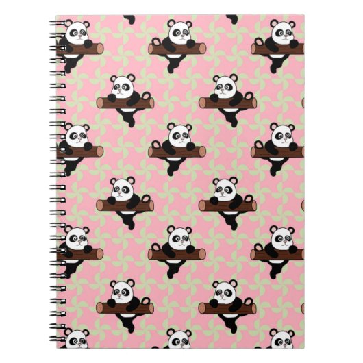 Cute Panda Pattern on Pink – Kawaii Seamless Notizblock (Vorderseite)