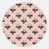 Cute Panda Pattern on Pink – Kawaii Seamless Runder Aufkleber (Vorderseite)