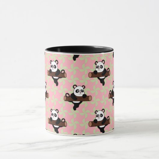 Cute Panda Pattern on Pink – Kawaii Seamless Tasse (Zentrum)