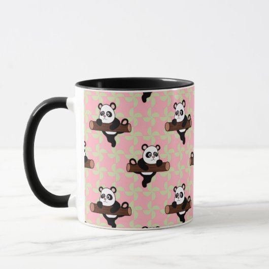 Cute Panda Pattern on Pink – Kawaii Seamless Tasse (Links)