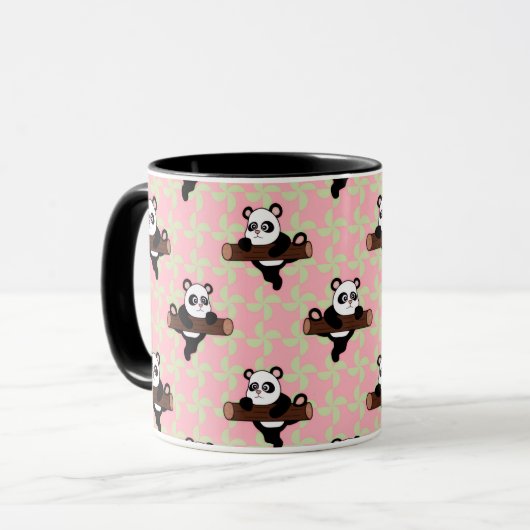 Cute Panda Pattern on Pink – Kawaii Seamless Tasse (Vorderseite Links)