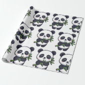 Cute Panda Pattern Wrapping Paper – Minimal Black  Geschenkpapier (Ungerollt)