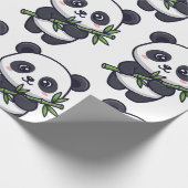 Cute Panda Pattern Wrapping Paper – Minimal Black  Geschenkpapier (Ecke)