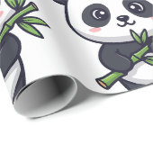 Cute Panda Pattern Wrapping Paper – Minimal Black  Geschenkpapier (Rolleneckpunkt)