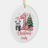 Cute Panda Pink My First Christmas Personalize Keramik Ornament (Rechts)