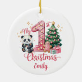 Cute Panda Pink My First Christmas Personalize Keramik Ornament (Hinten)