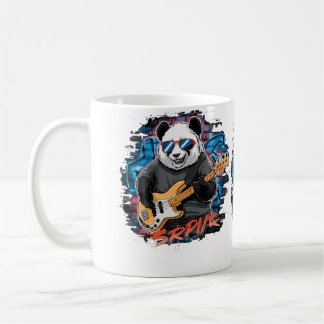 Cute Panda Playing Bass Guitar Animal Playing Guit Kaffeetasse