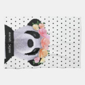 Cute Panda Polka Dot Personalized Kitchen Towel Geschirrtuch (Horizontal)
