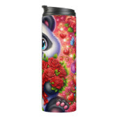 Cute Panda Red Rose Bouquet Wrap Thermosbecher (Nach rechts gedreht)
