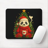 Cute Panda Santa Coffee Holiday Tee For Animal Lov Mousepad (Mit Mouse)