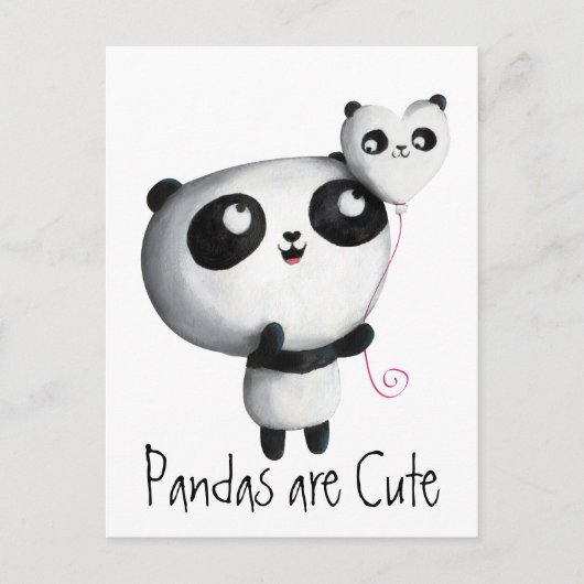 Cute Panda with Balloon Postkarte (Vorderseite)