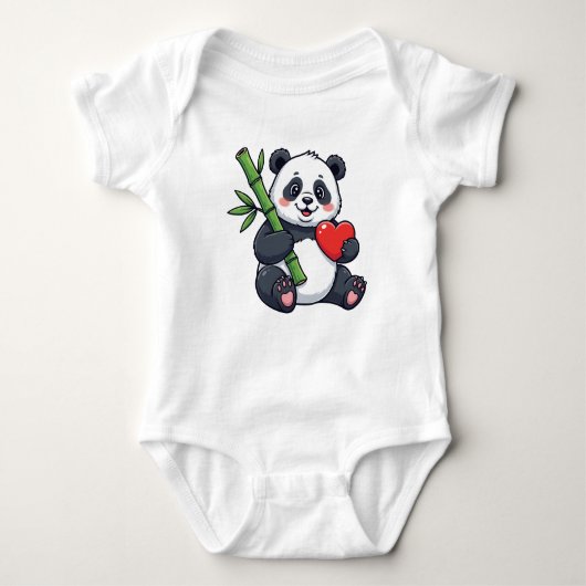 Cute Panda with Bamboo Kids Dress – Adorable Anima Baby Strampler (Vorderseite)