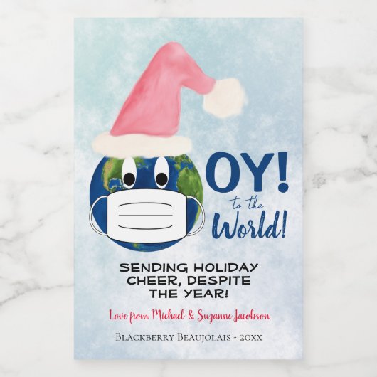 Cute Pandemic OY to the World Holiday Mini Weinetikett (Einzelnes Label)