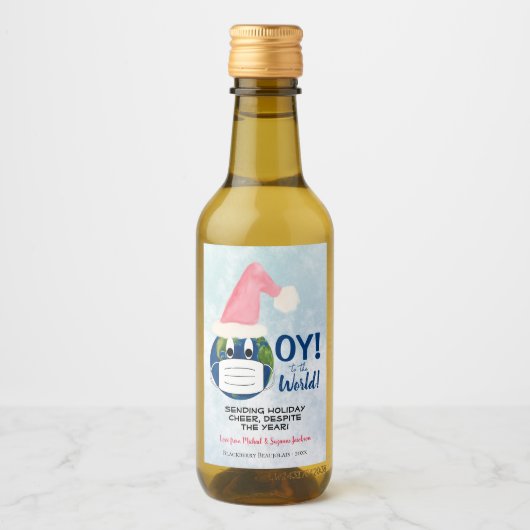 Cute Pandemic OY to the World Holiday Mini Weinetikett (Vorderseite)