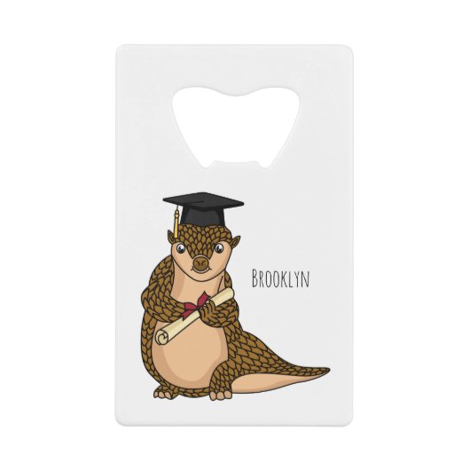 Cute pangolin graduating cartoon geldbeutel flaschenöffner (Vorderseite)