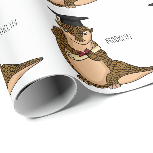 Cute pangolin graduating cartoon geschenkpapier (Rolleneckpunkt)