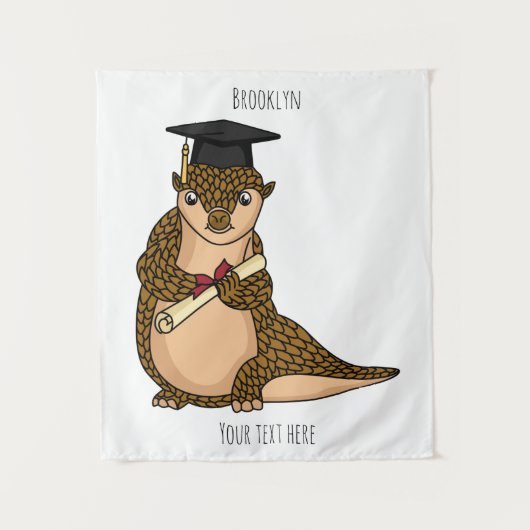 Cute pangolin graduating cartoon wandteppich (Vorderseite)