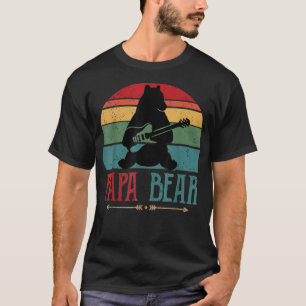 Cute Papa Bear Vintage Father's Day Retro Dad Guit T-Shirt