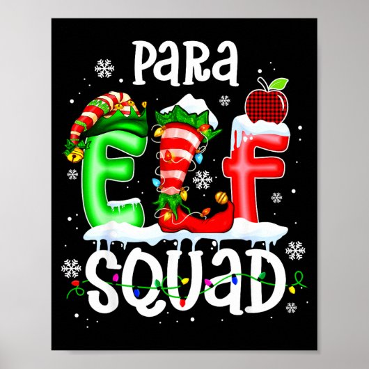 Cute Para Elf Squad Funny Christmas Elf Kids Teach Poster (Vorne)