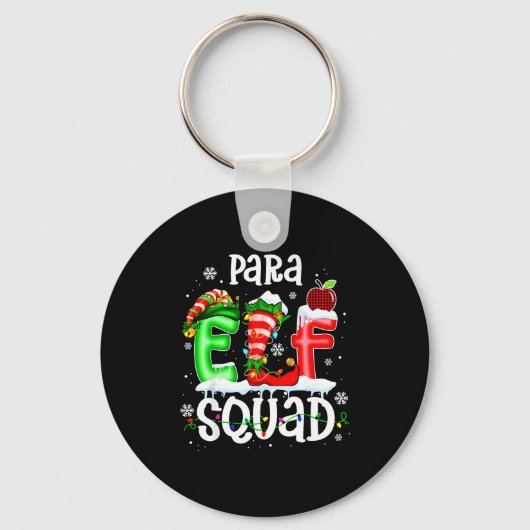 Cute Para Elf Squad Funny Christmas Elf Kids Teach Schlüsselanhänger (Vorderseite)