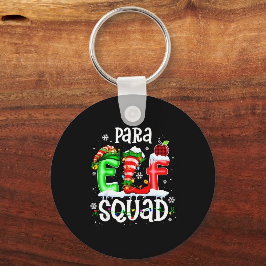 Cute Para Elf Squad Funny Christmas Elf Kids Teach Schlüsselanhänger (Vorderseite)