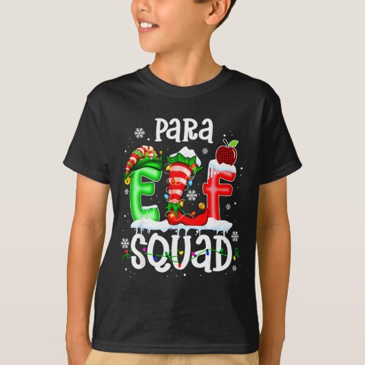 Cute Para Elf Squad Funny Christmas Elf Kids Teach T-Shirt (Vorderseite)