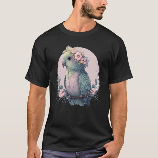 Cute Parakeet Budgie Bird Flower Crown Pet Birds T-Shirt (Vorderseite)