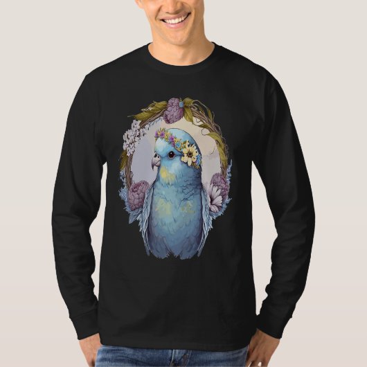 Cute Parakeet Budgie Bird Flower Crown Pet Birds   T-Shirt (Vorderseite)