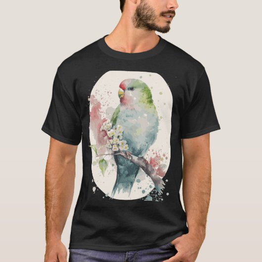 Cute Parakeet Japanese Cherry Blossom Budgie Sakur T-Shirt (Vorderseite)