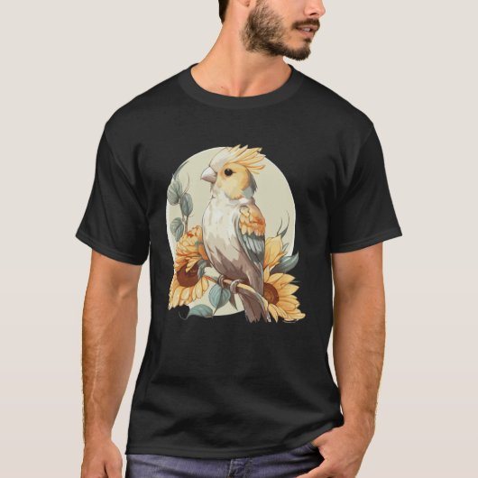 Cute Parrot Cockatiel Sunflower Watercolor Parrot T-Shirt (Vorderseite)