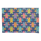 Cute Parrot Pattern on Blue Kissenbezug (Vorderseite)