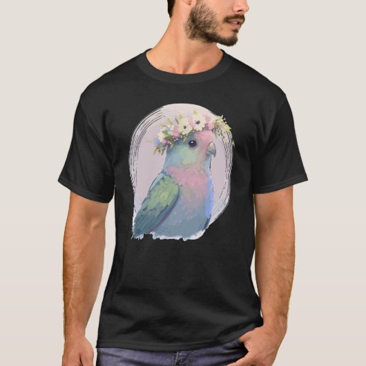 Cute Parrotlet Parakeet Bird Flower Crown Pet Bird T-Shirt (Vorderseite)