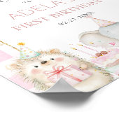 Cute Party Animals Fun To Be One 1st Birthday Pink Poster (Ecke)