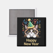 Cute Party Cat Happy New Year Funny New Year’s Eve Magnet (Vorderseite/Rückseite)