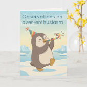 Cute Party Penguin | Dry Humour Custom Birthday Karte (Gelbe Blume)