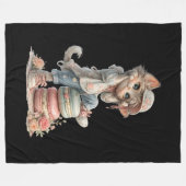 Cute Pastel Adorable Cat & Macaron Sweets Cozy  Fleecedecke (Vorderseite (Horizontal))