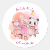 Cute Pastel Animal Birthday Stickers (Vorderseite)