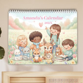 Cute Pastel Animals Personalized Kids 2026 Kalender