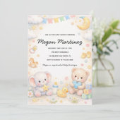 Cute Pastel Baby Shower Invitation Template Einladung (Stehend Vorderseite)