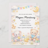 Cute Pastel Baby Shower Invitation Template Einladung (Vorne/Hinten)