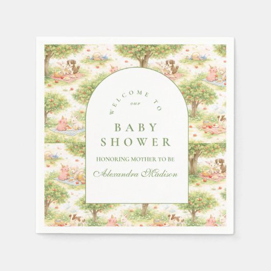Cute Pastel Barnyard Celebration Baby Shower Serviette (Vorderseite)