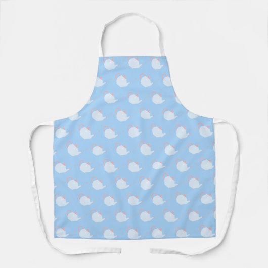 Cute Pastel Blue and Pink Teapot Pattern Schürze (Vorderseite)