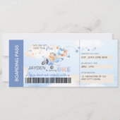 Cute Pastel Blue Brown Baby Bear Pilot On Plane  Einladung (Vorderseite)