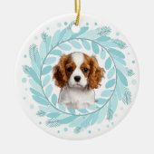 Cute Pastel Blue Cavalier | Custom Christmas Keramik Ornament (Vorne)