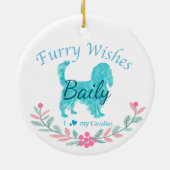 Cute Pastel Blue Cavalier | Custom Christmas Keramik Ornament (Hinten)