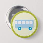 Cute Pastel Blue School Bus Icon Button (Vorne & Hinten)