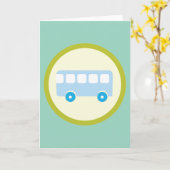 Cute Pastel Blue School Bus Icon Karte (Gelbe Blume)