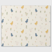 Cute Pastel Blue Yellow Chicks Geschenkpapier (Flach)
