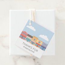 Cute Pastel Buildings Modern Hang Tag